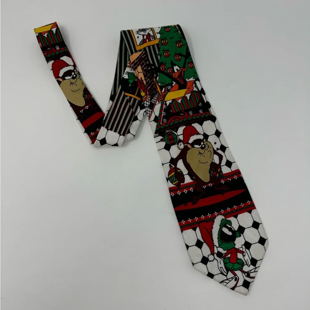Vintage 90's Looney Tunes Mania Christmas Neck‎ Tie, Taz, Bugs, Marvin, Daffy